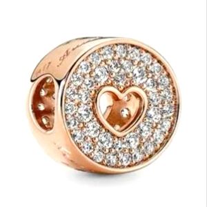 BRAND NEW Pandora rosegold pave heart anniversary charm # 791977CZ